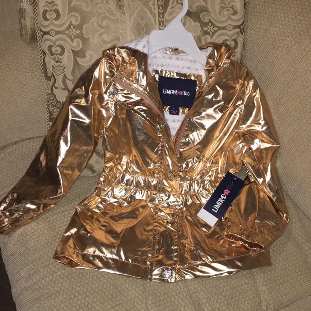 💖NWT Limited Too Rose Gold Metallic Raincoat - Picture 6 of 11